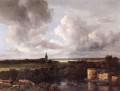An Extensive Landscape With A Ruined Castle And A Village Church Jacob Isaakszoon van Ruisdael